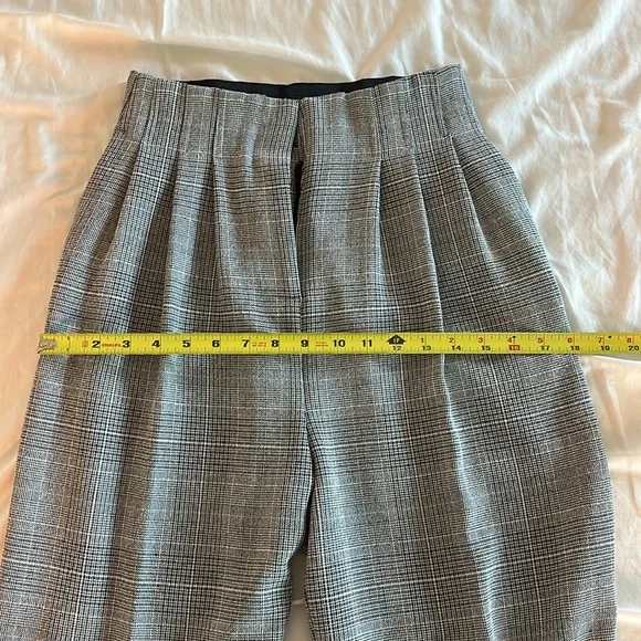 H&M Gray Plaid Pleated Wide Leg Pants Size 2 - Picture 7 of 11